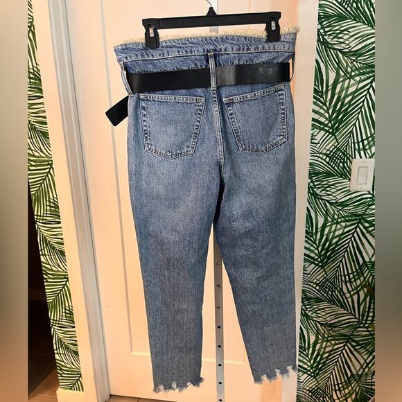 IRO Shearling Fur Trimmed Belted Jeans Size 26 - Picture 4 of 10